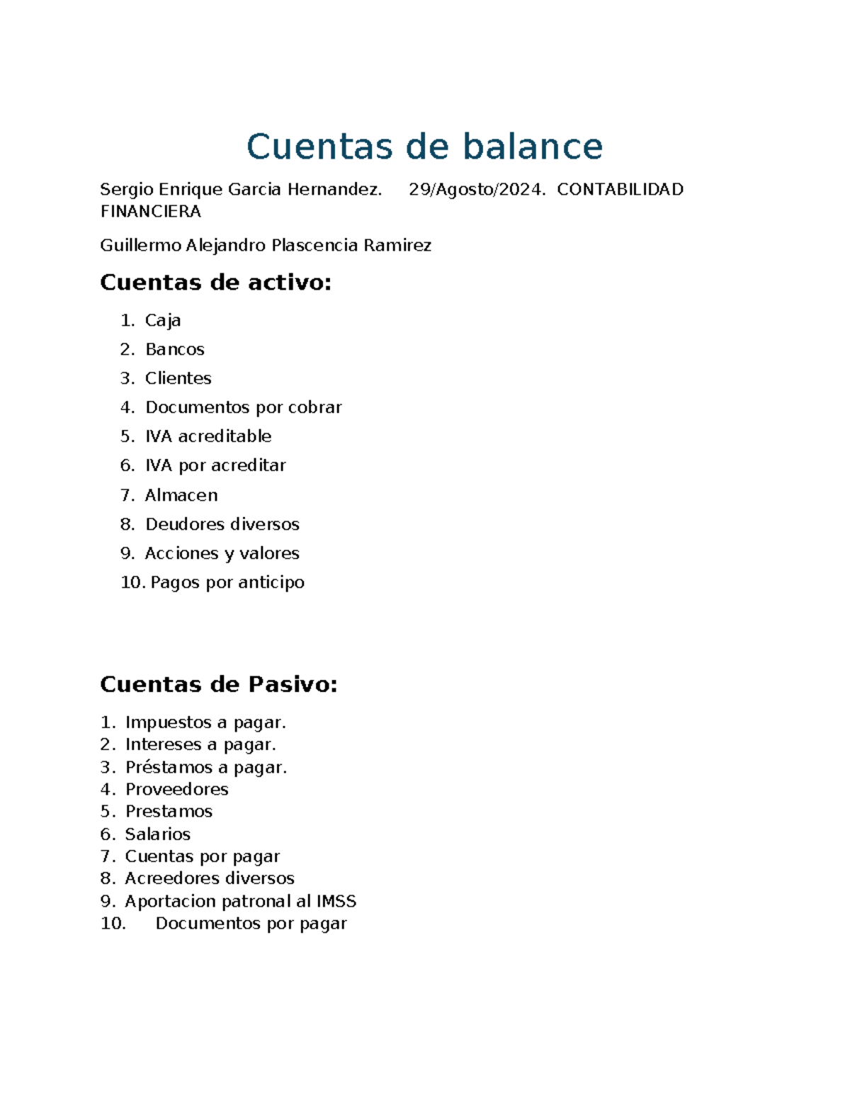 Cuentas Contables y Balance General - FINANCIERA CONTABILIDAD - Studocu