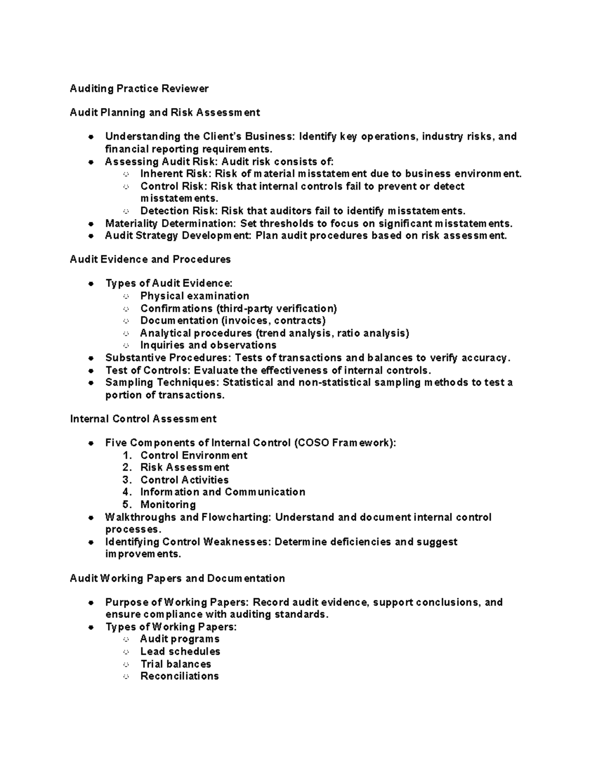 Auditing Practice Reviewer - Auditing Practice Reviewer Audit Planning ...