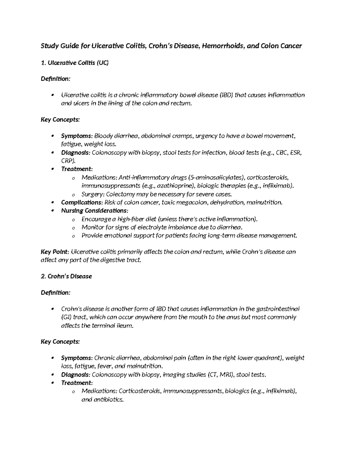Gastrointestinal Disorders Study Guide for Finals (GASTRO 101) - Studocu