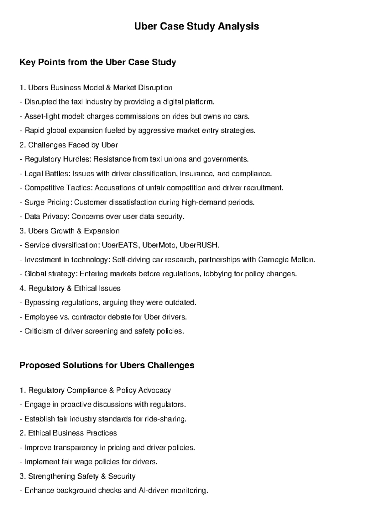 Uber Case Study Analysis: Business Model, Challenges, and Solutions ...