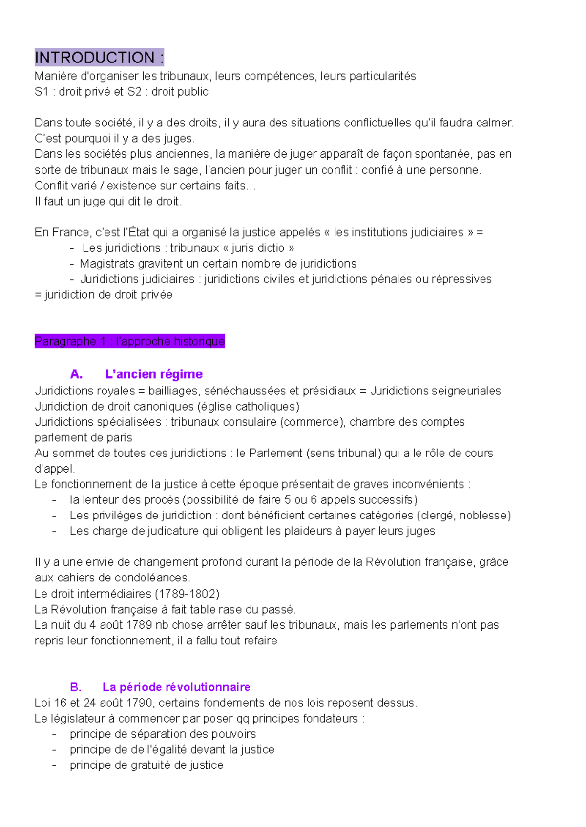 S1 : Droit Privé et S2 : Droit Public - Introduction aux Juridictions ...