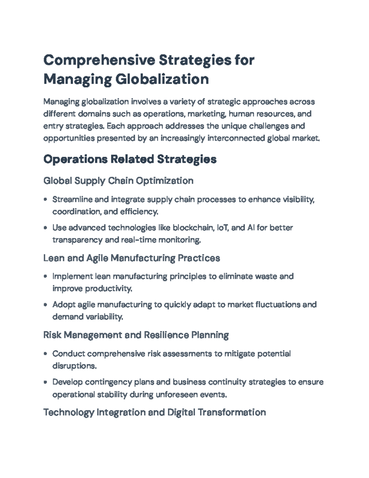 Strategies for Managing Globalization: Comprehensive Overview ...