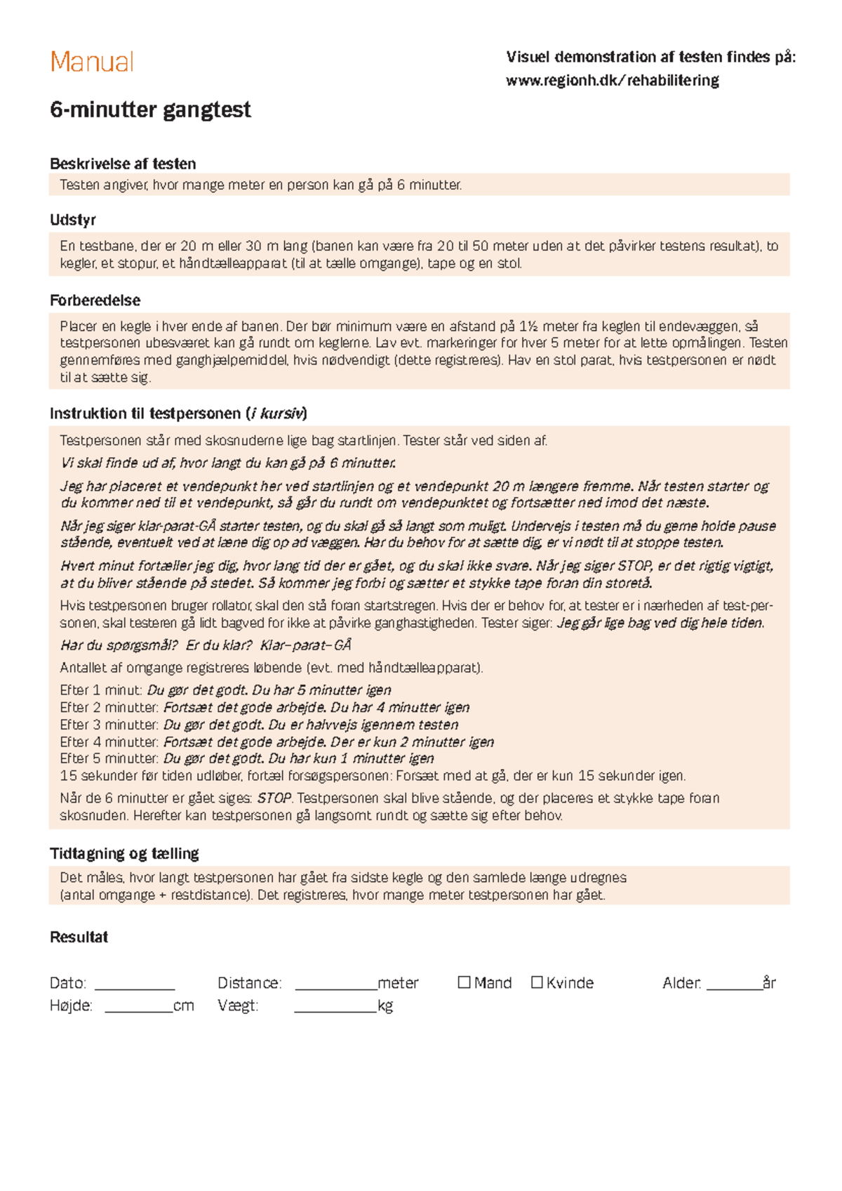 6MWT Manual: 6 Minute Walk Test Procedure and Instructions - Studocu