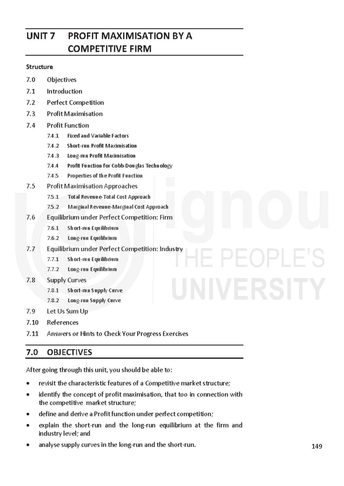 Unit 7: Profit Maximization in Perfect Competition (BECC-101) - Studocu