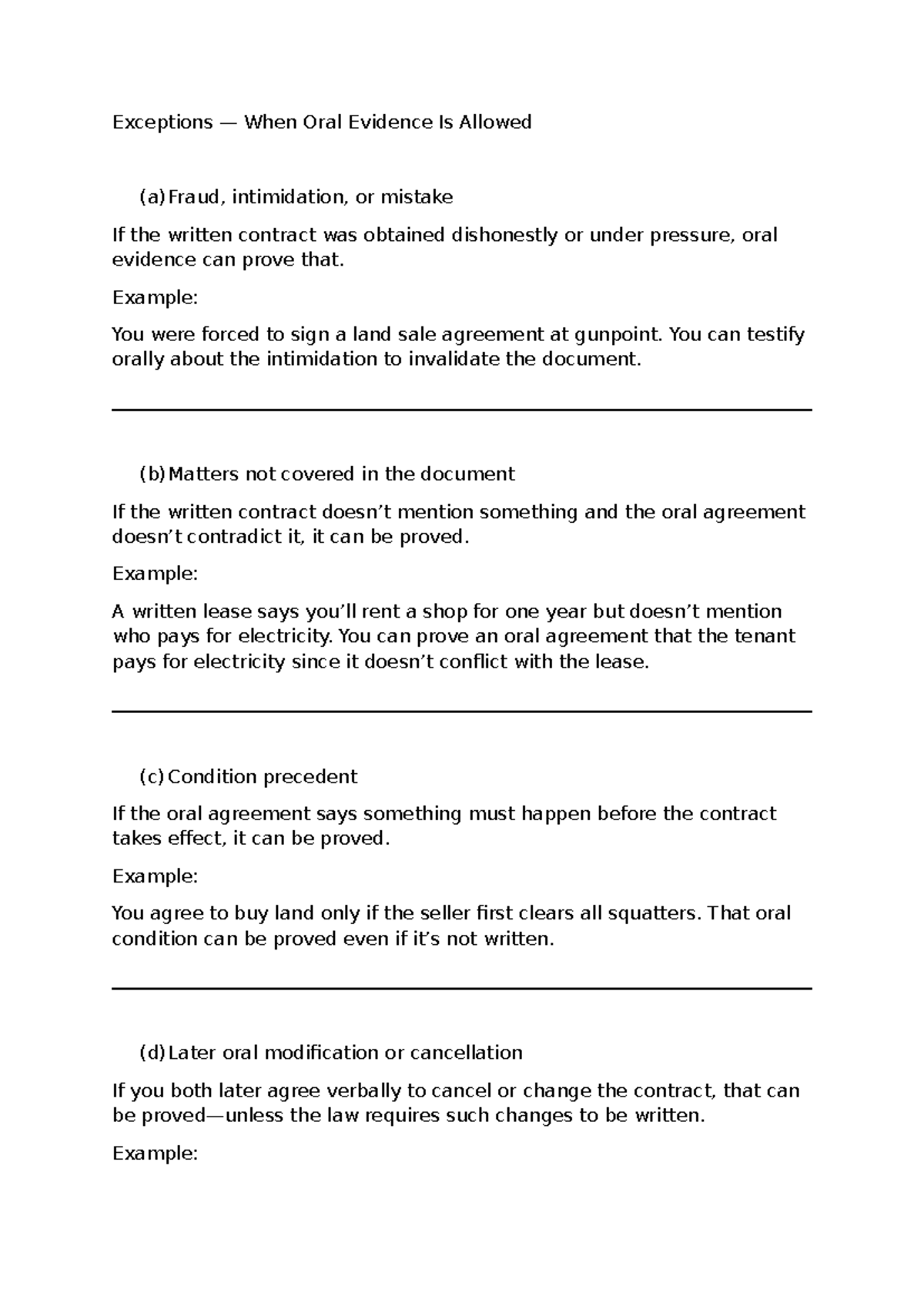 Exceptions to Oral Evidence Under S 92: Fraud, Intimidation, and More ...