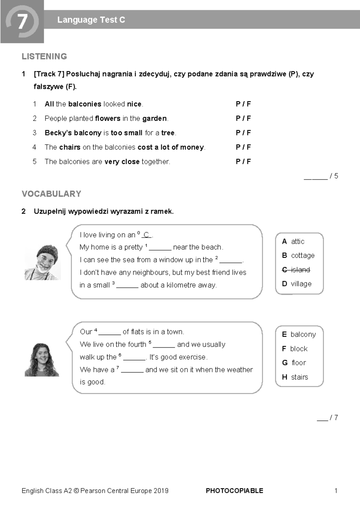 EC A2 Language Test 7C - Listening, Vocabulary, Grammar & Reading - Studocu