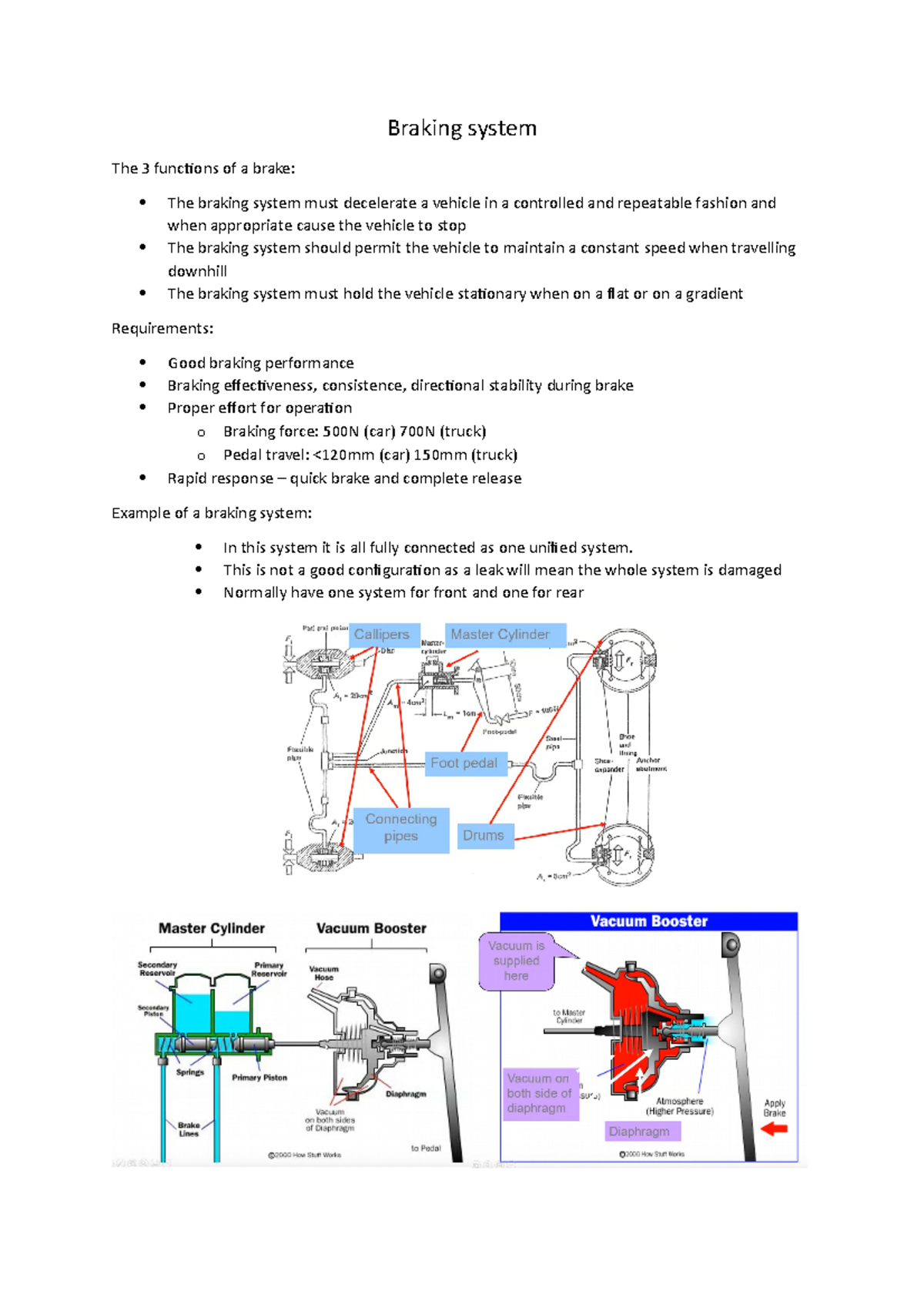 Brakes - Lecture Notes 8: Understanding Braking Systems and ABS - Studocu