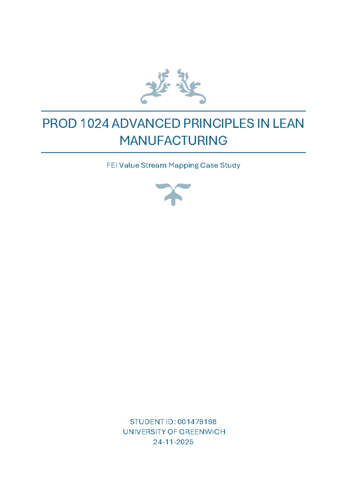 PROD 1024 Value Stream Mapping Case Study in Lean Manufacturing - Studocu