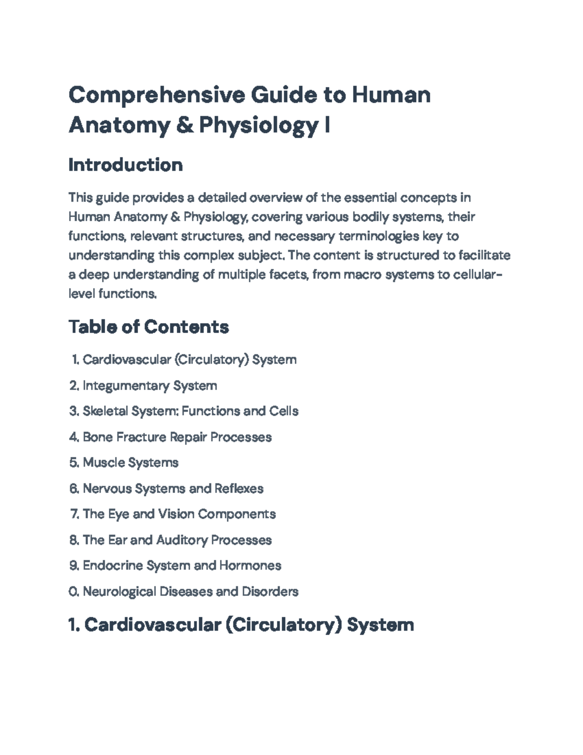 Comprehensive Guide to Human Anatomy & Physiology I Overview ...