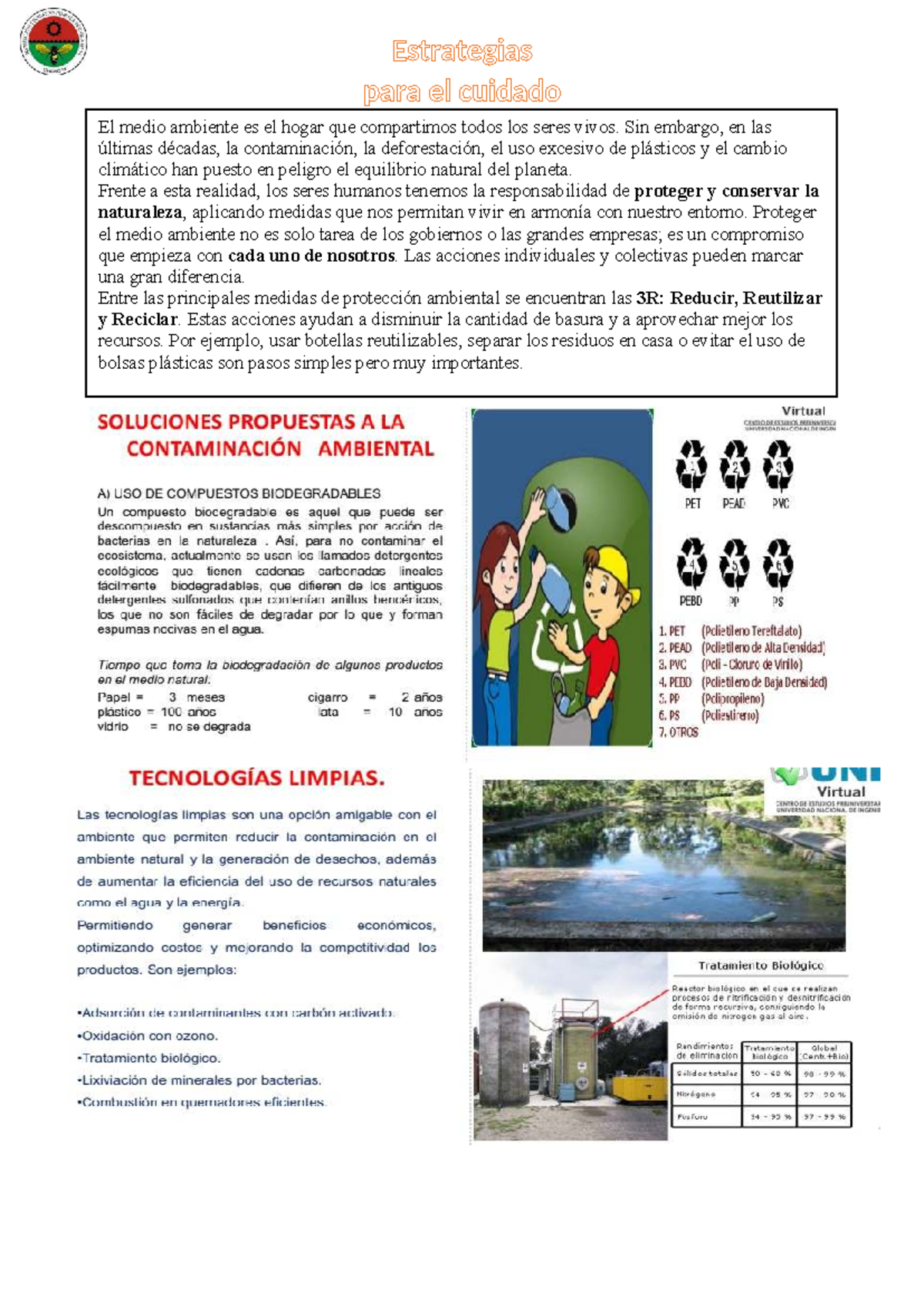 Estrategias de Cuidado Ambiental - Ficha 4to Grado, Loja Danny - Studocu