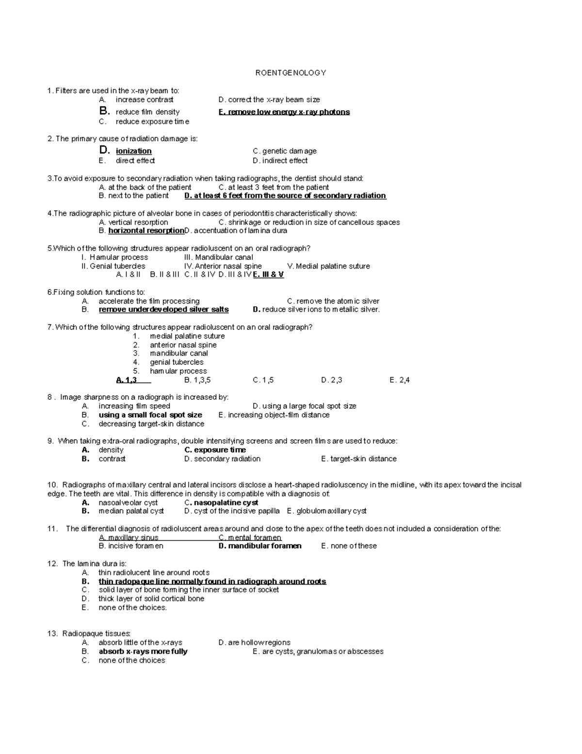 ROENTGENOLOGY Exam Q&A - 16 Nov 2017 Study Guide - Studocu