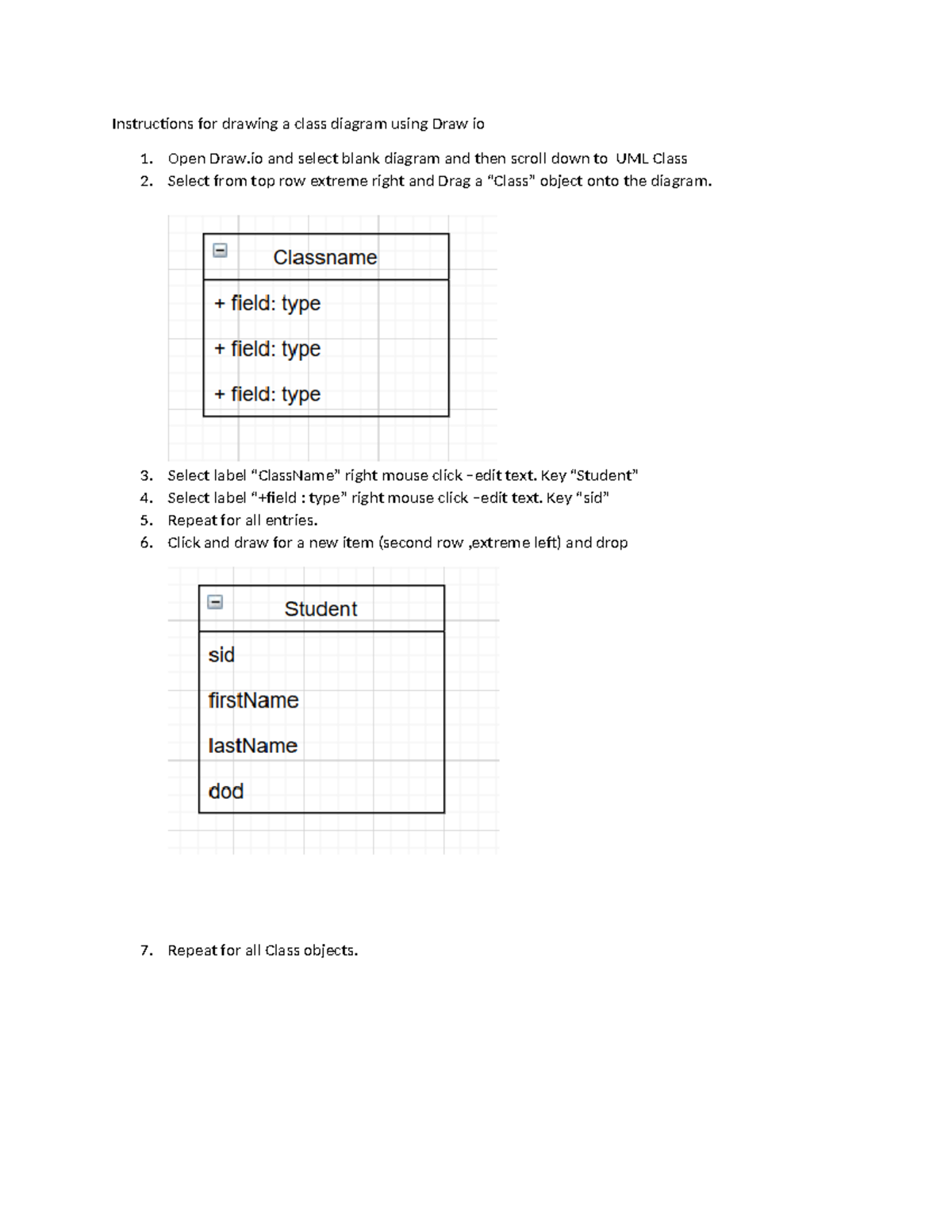 Draw.io Instructions: Creating a UML Class Diagram - Studocu