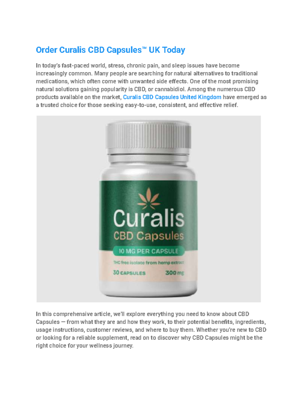 Curalis CBD Capsules UK: Vegan, THC-Free & Lab-Tested Wellness Solution ...
