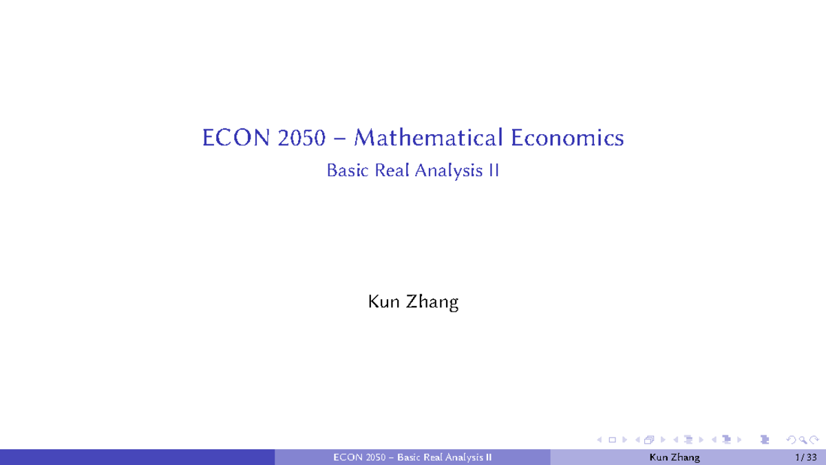 ECON 2050 Final Exam Study Notes: Mathematical Economics Analysis II ...