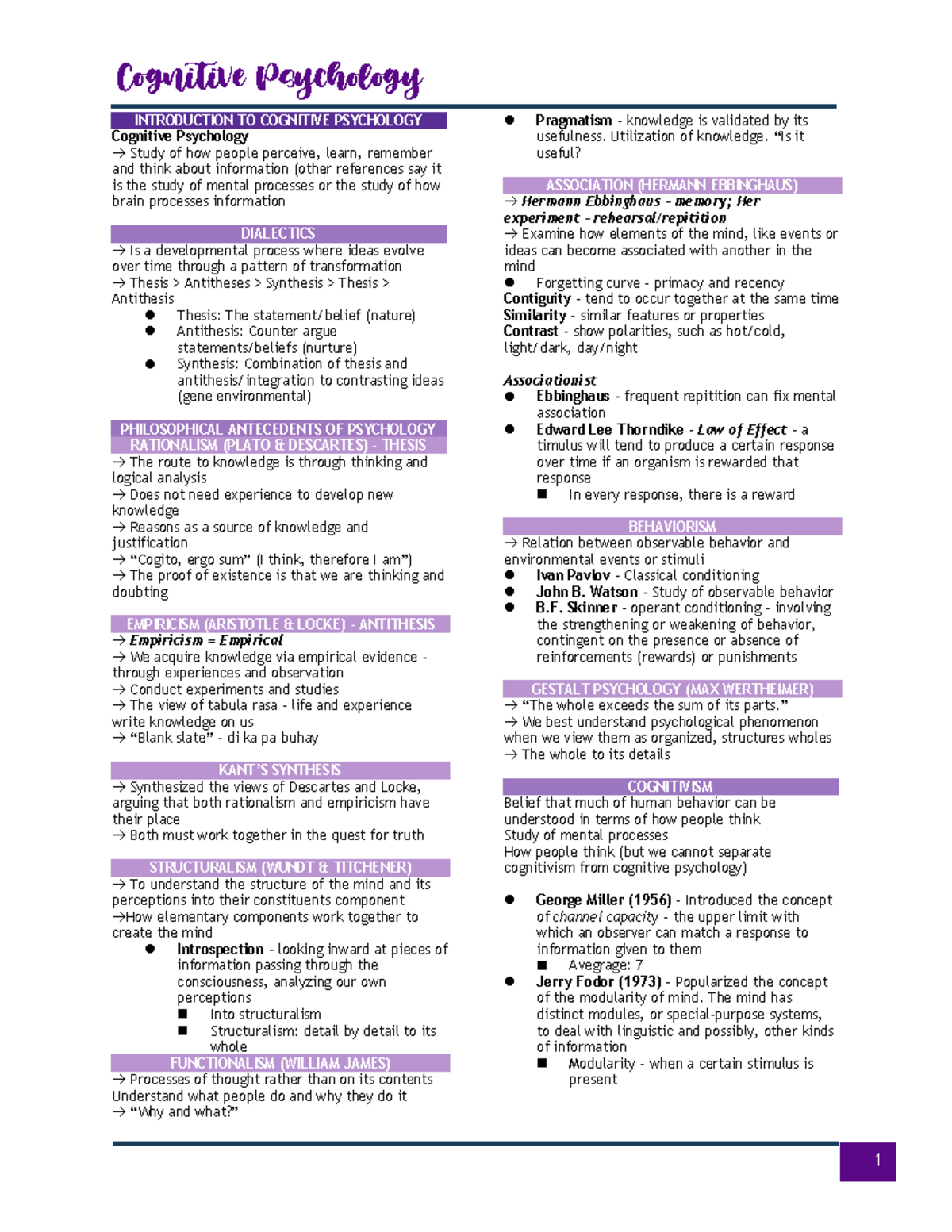 Cognitive Psych Week 1 5 Prelims - INTRODUCTION TO COGNITIVE PSYCHOLOGY ...