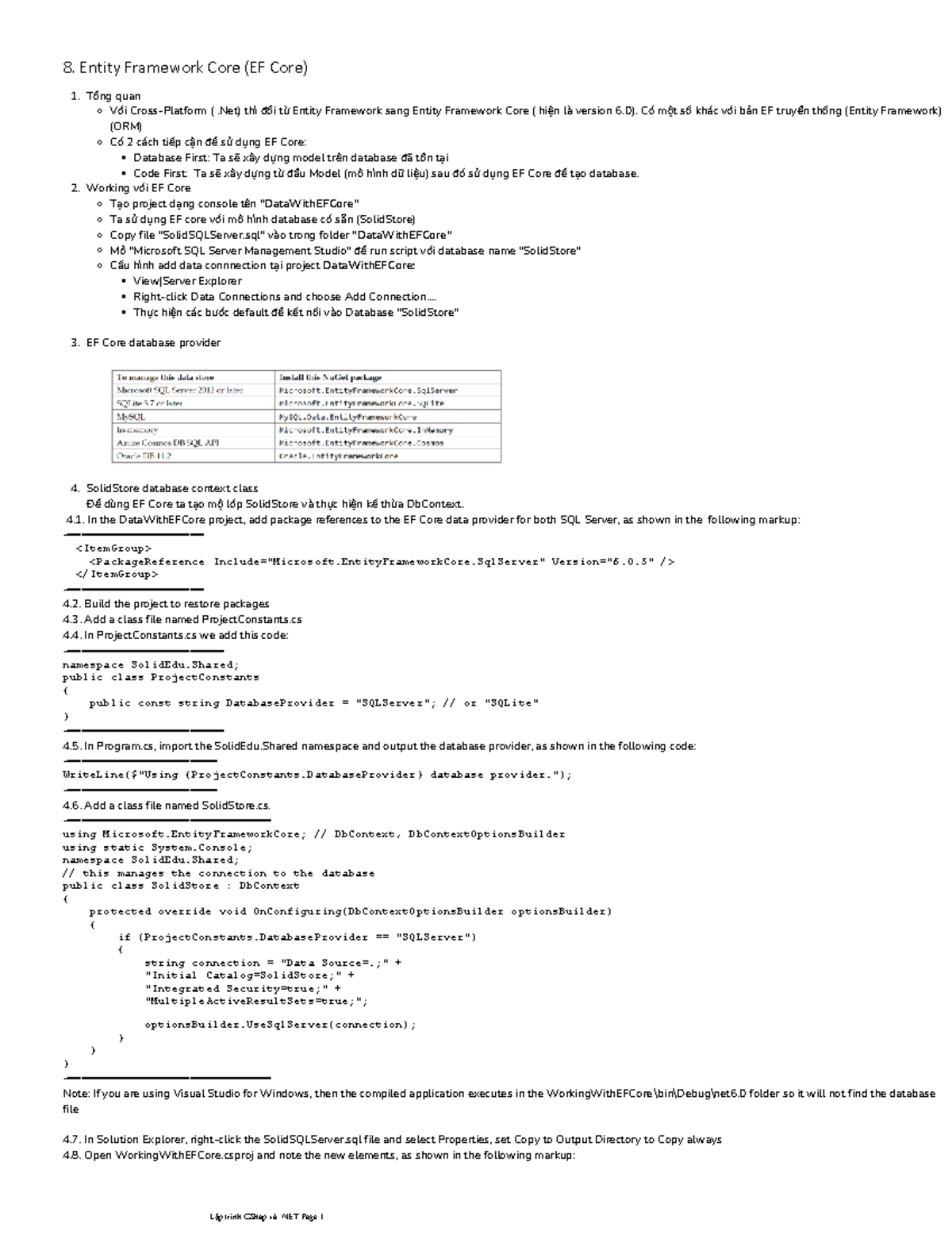 8. Entity Framework Core (EF Core) - Với Cross-Platform ( .Net) thÏ đßi ...