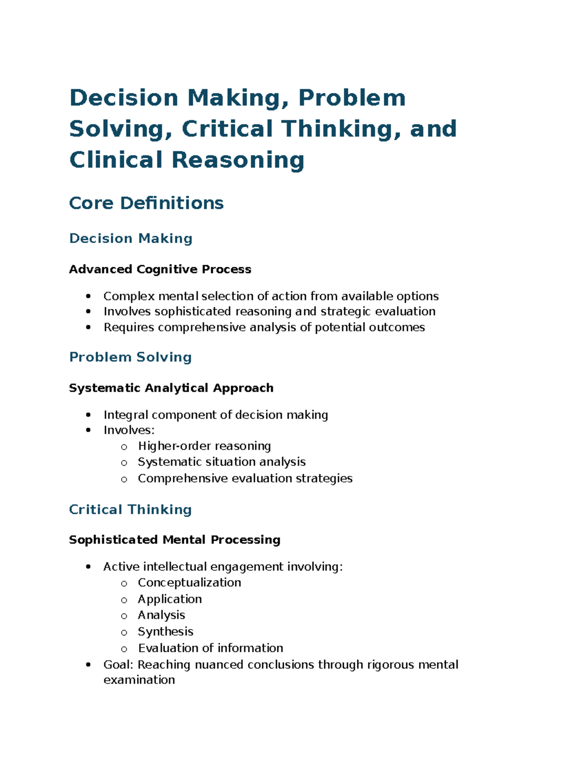 Exam 1 Leadership - notes - Decision Making, Problem Solving, Critical ...