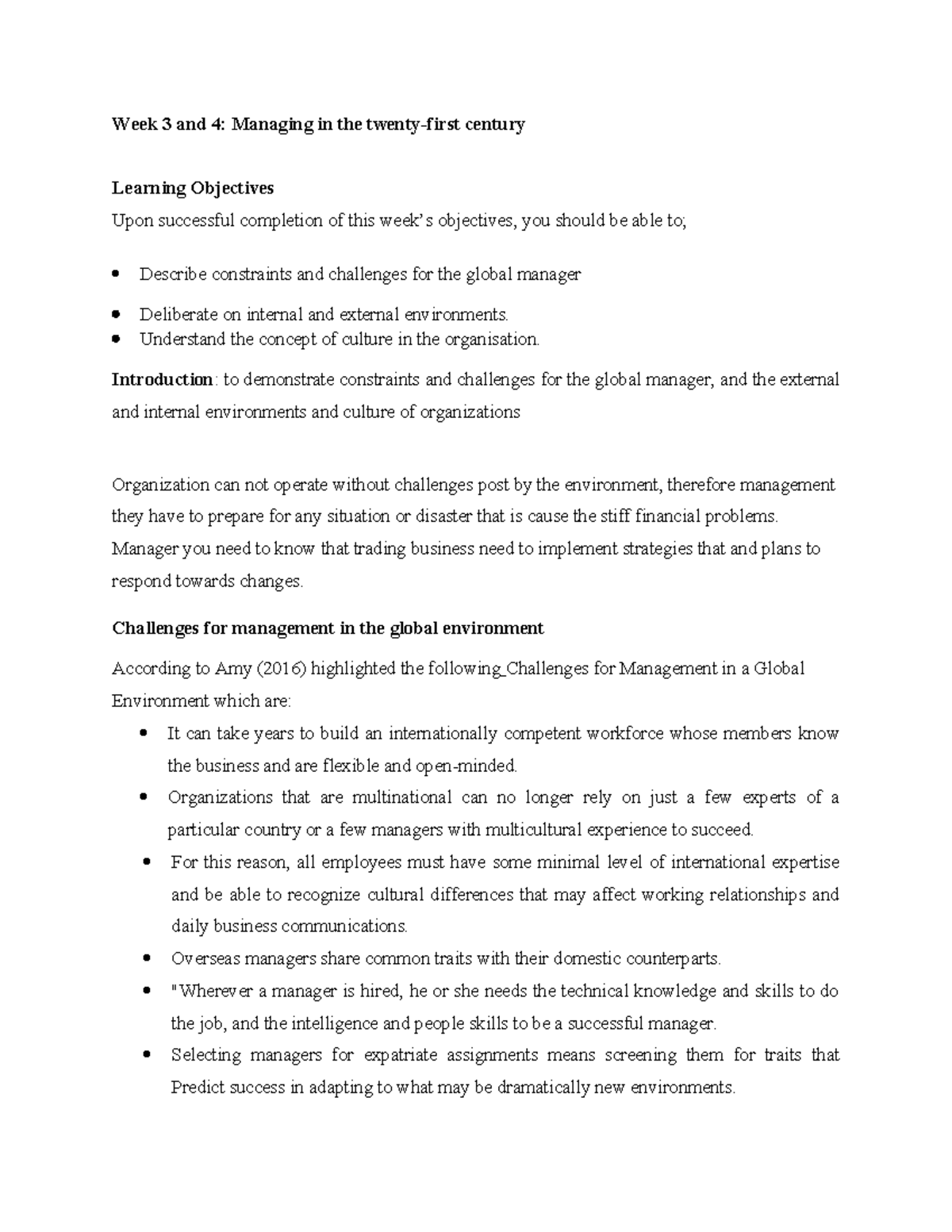 POm M LM 3 & 4: Managing Global Challenges - Internal, External ...