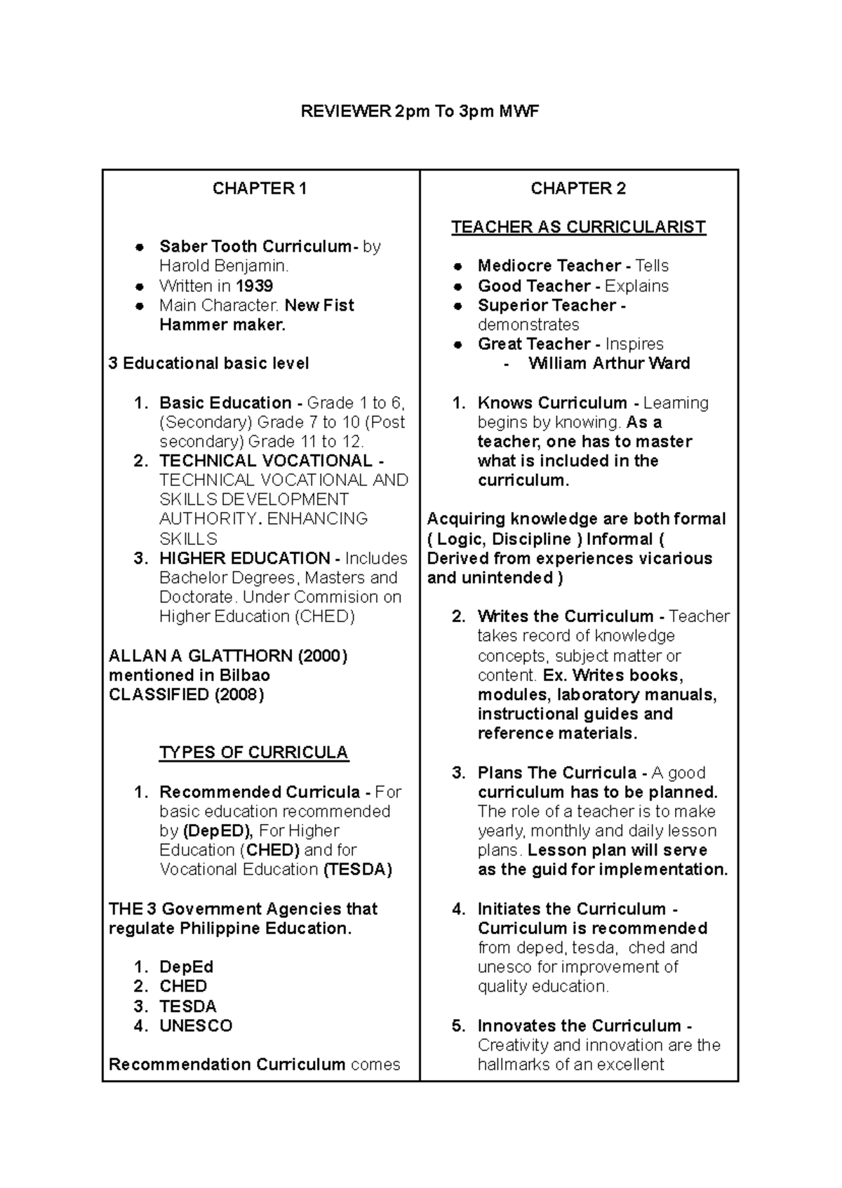 Curriculum Overview and Development - Bbjn Final Exam Reviewer - Studocu