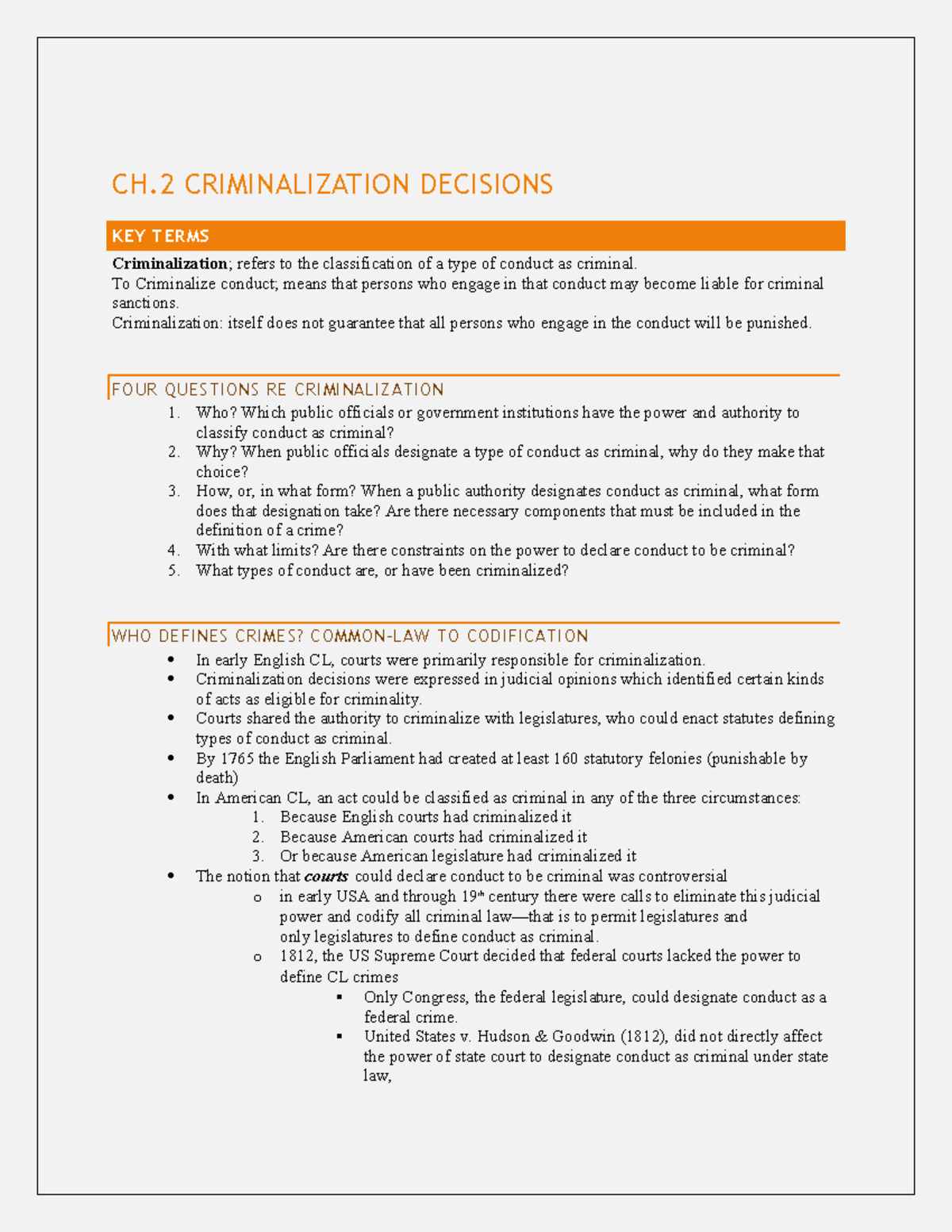 CRIM LAW CH.2 - Key Terms and Concepts in Criminalization Decisions ...