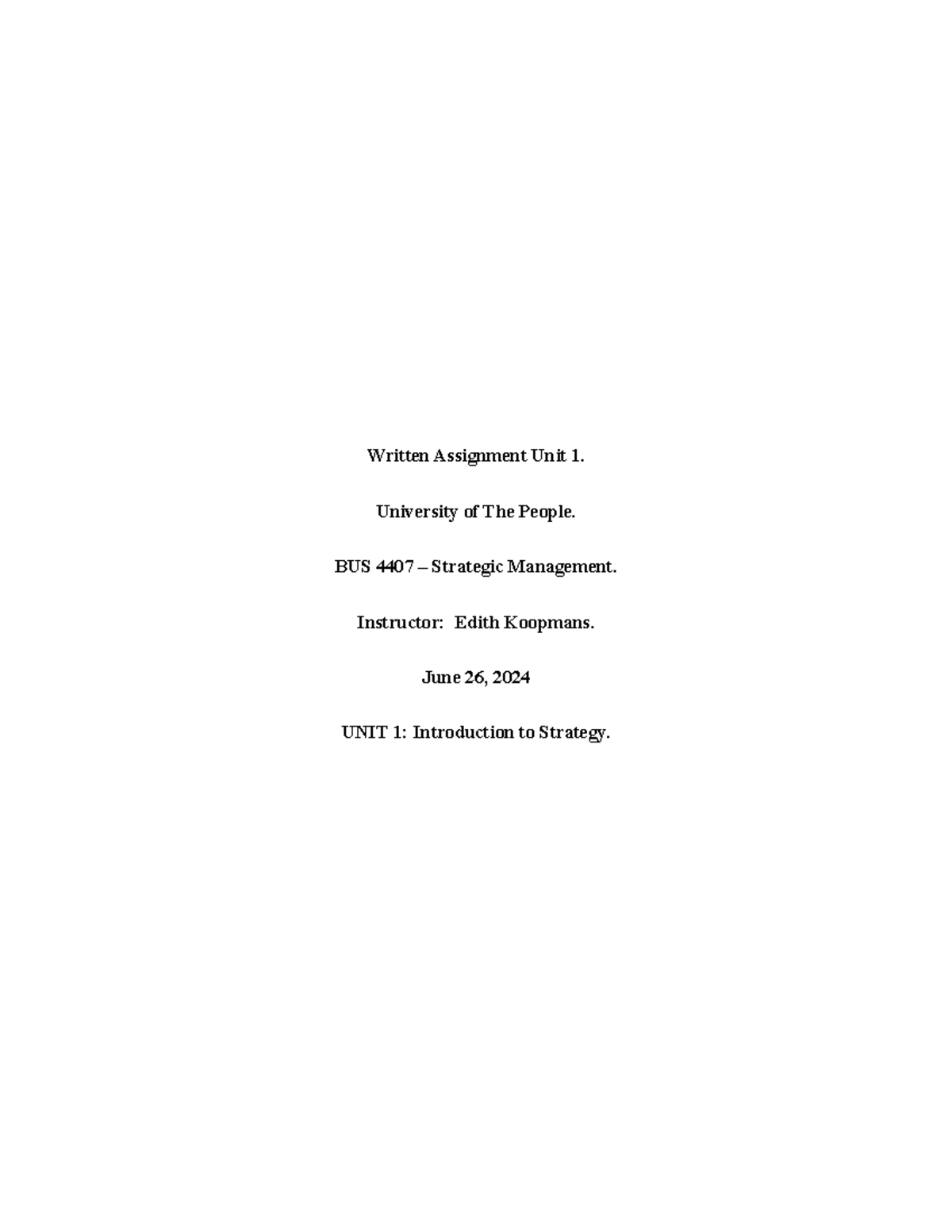 BUS 4407 Written Assignment: Strategic Planning at Safaricom Ltd - Studocu