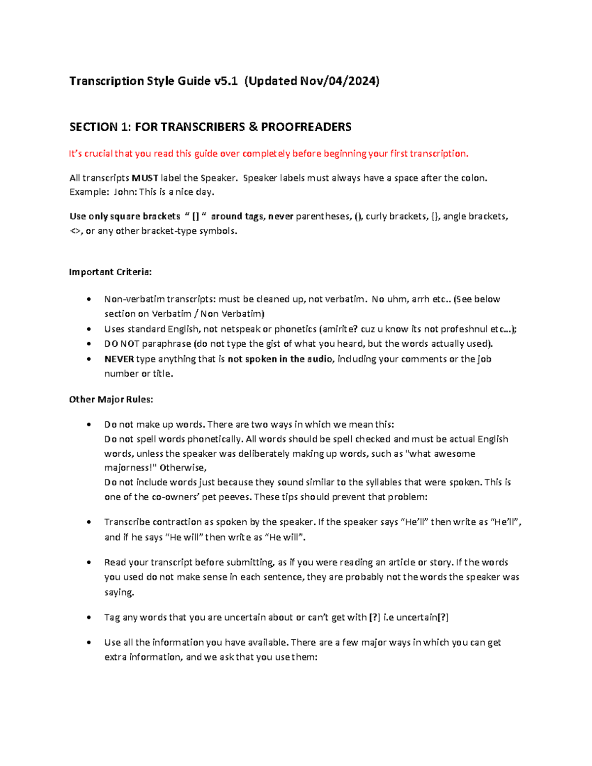 Transcriptionformat - its nice - Transcription Style Guide v 5. 1 ...