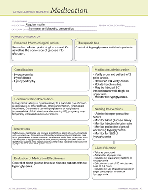 NPH insulin - Medication template - ACTIVE LEARNING TEMPLATES ...