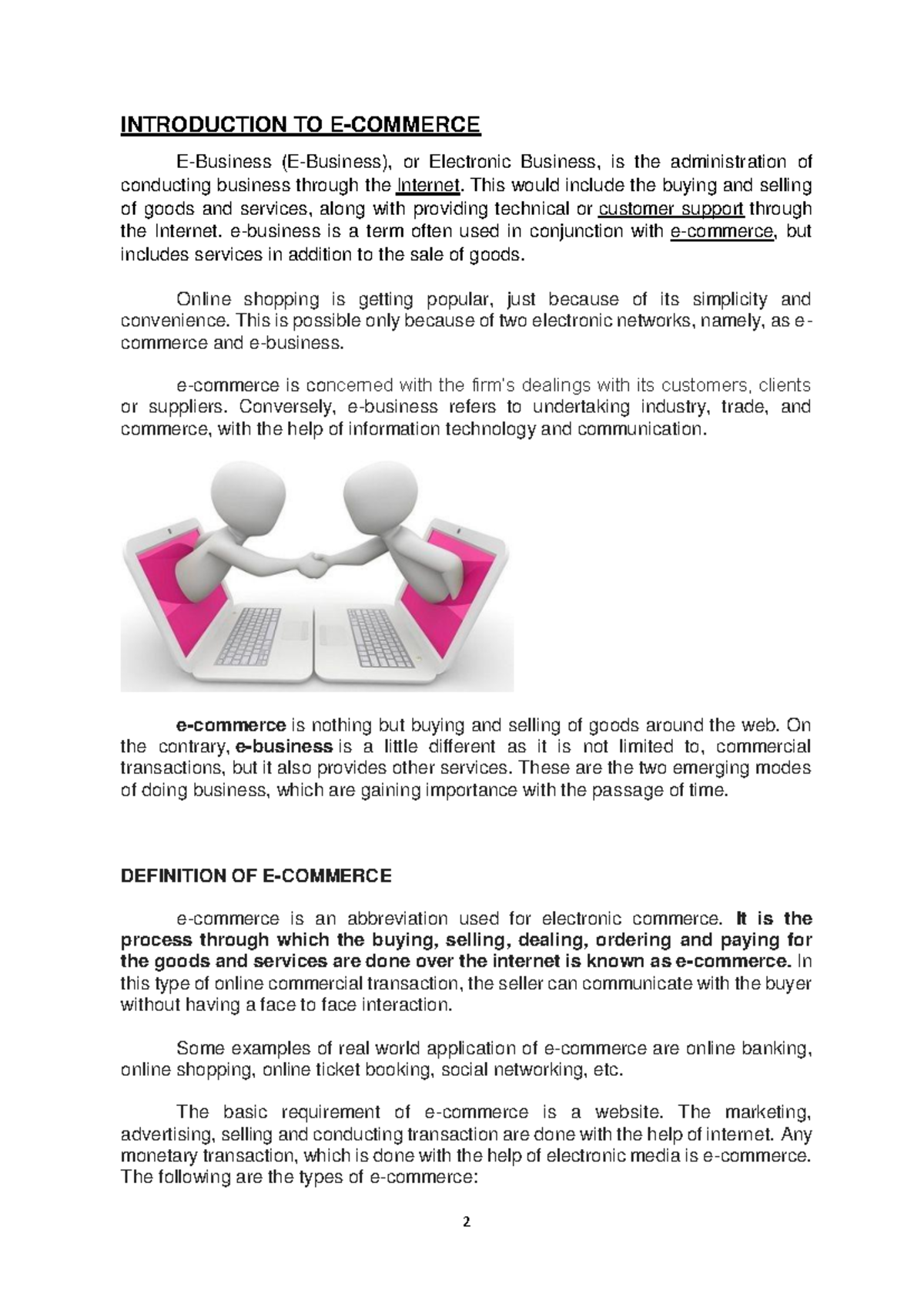 Ecommerce - INTRODUCTION TO E-COMMERCE E-Business (E-Business), or ...