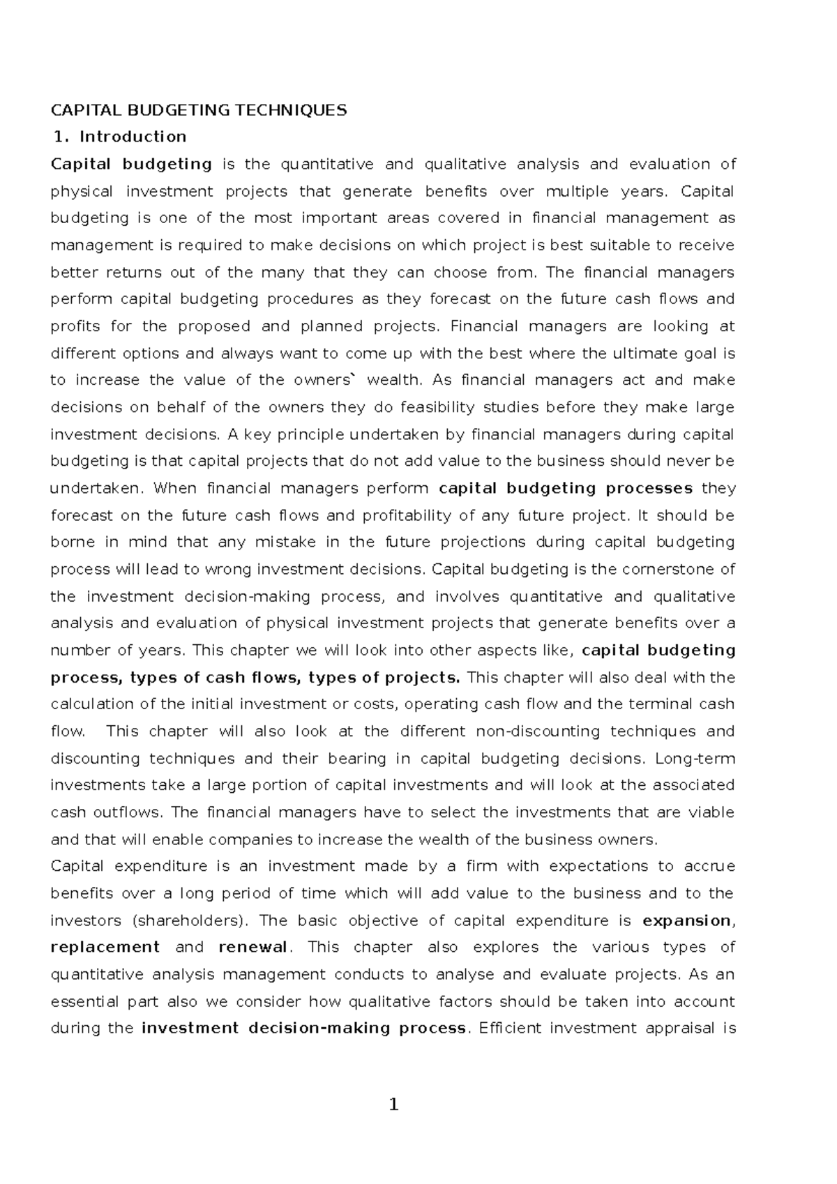 Capital Budgeting Techniques Notes: Insights and Evaluations (2020 ...