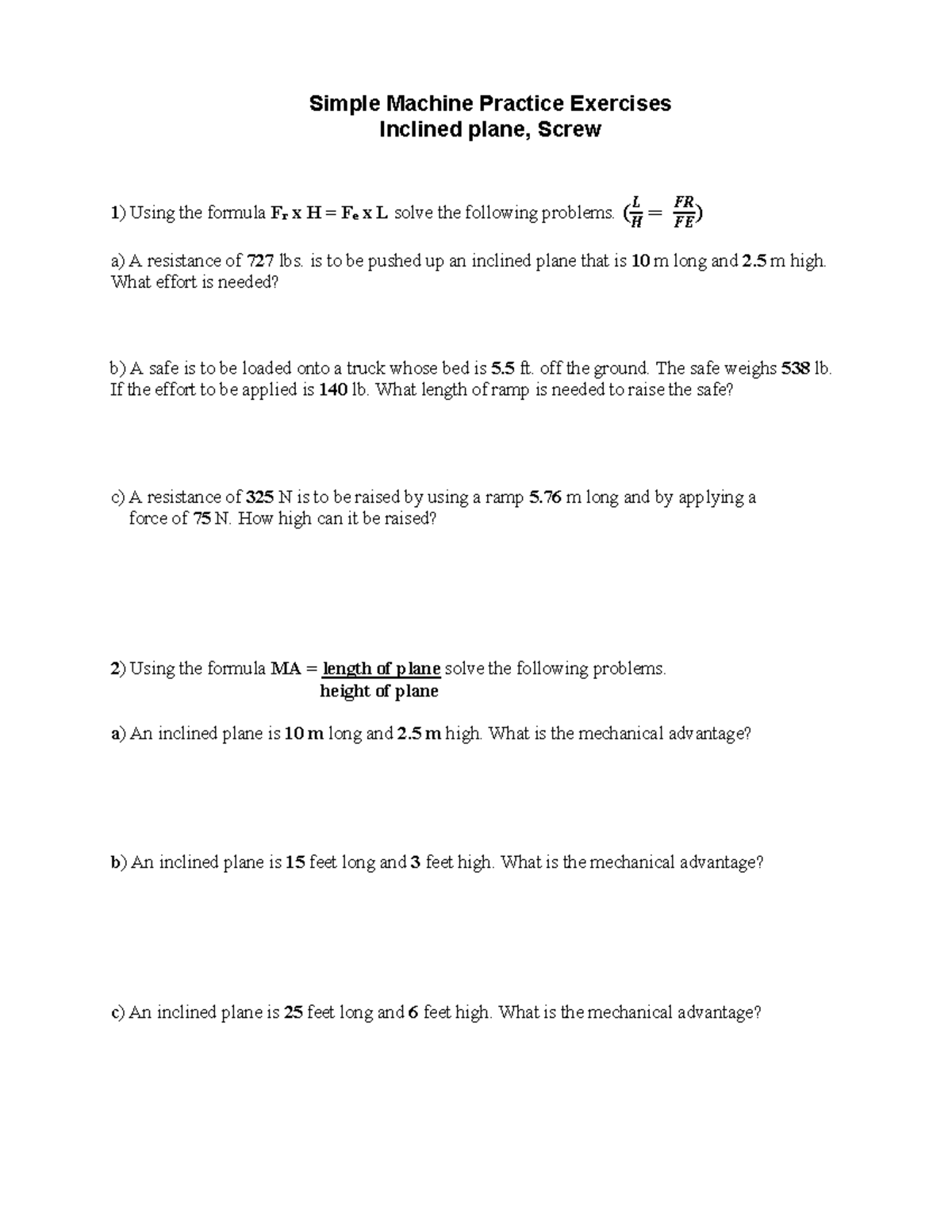 Simple Machine Practice Exercises - Studocu