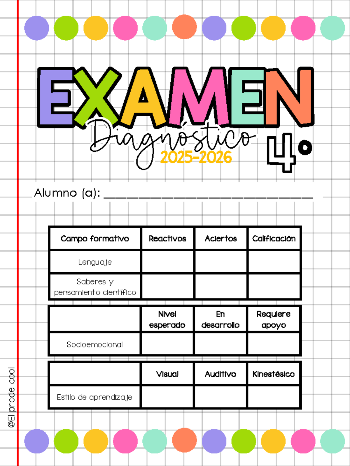 Examen Diagnóstico Lenguaje y Saberes Científicos - 4to Grado - Studocu