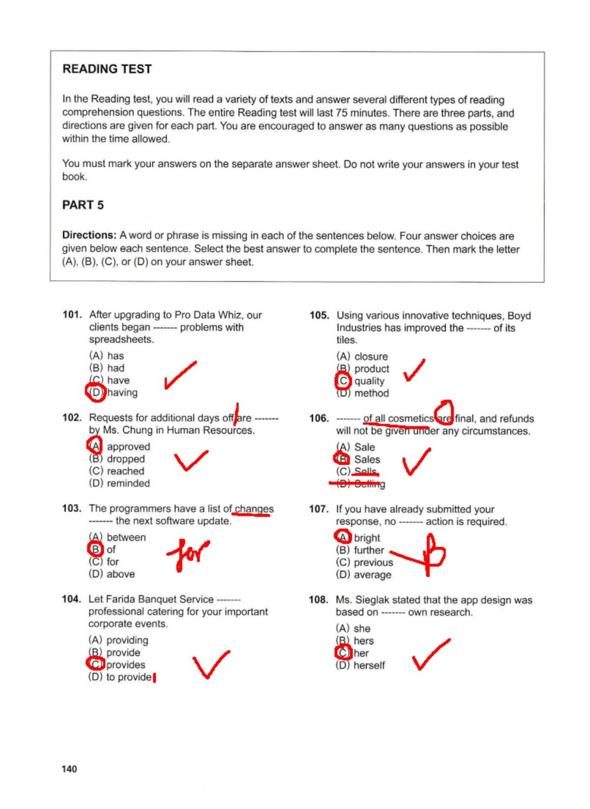Test 4 - Reading Comprehension Practice Questions - Studocu