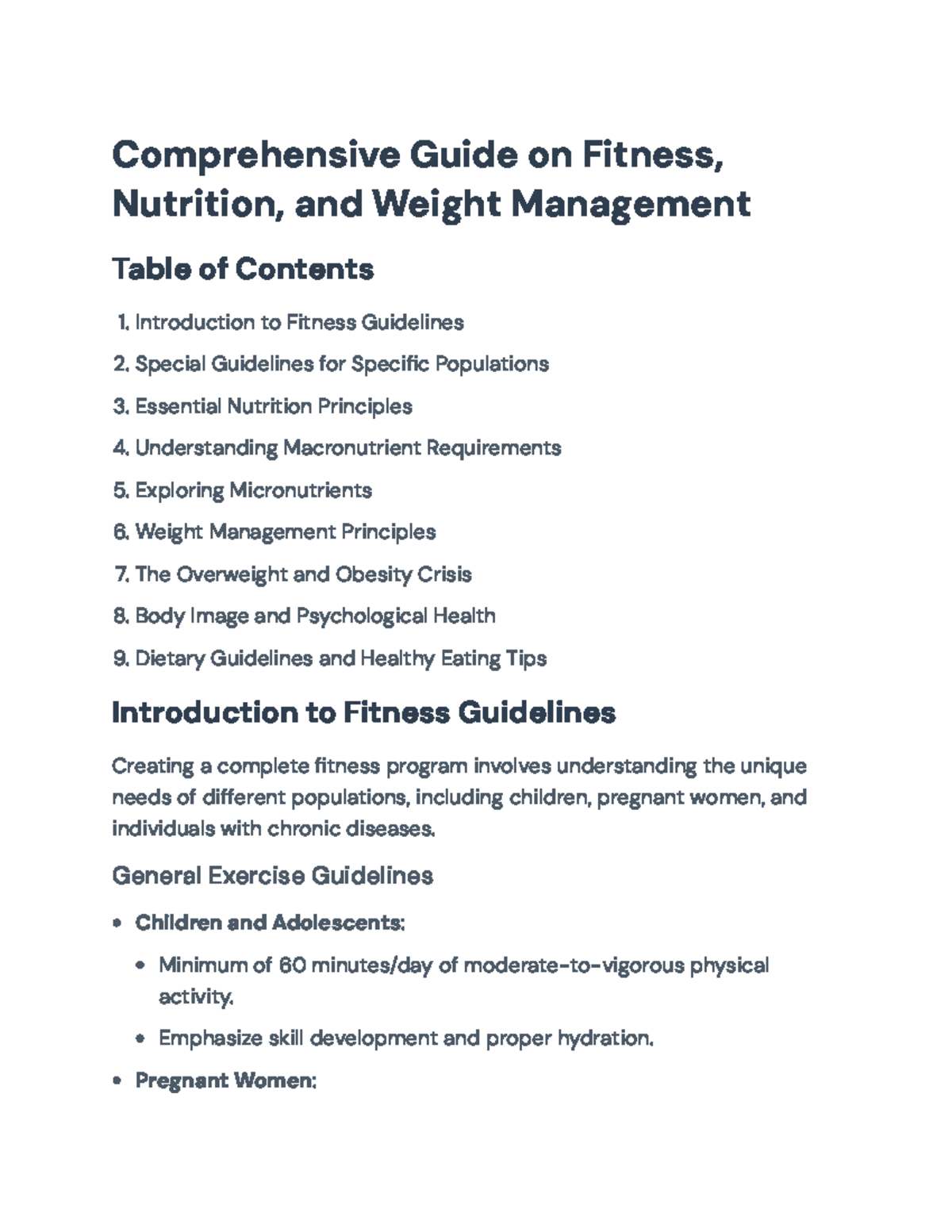 Comprehensive Guide to Fitness, Nutrition, and Weight Management - The ...