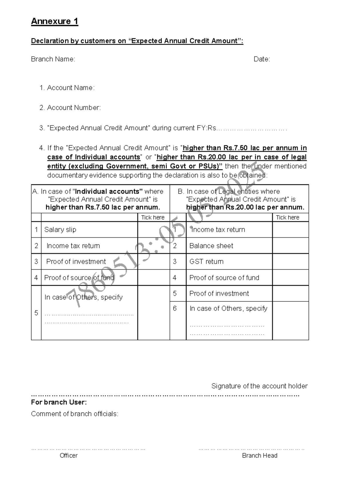 annexure-1-declaration-of-expected-annual-credit-amount-studocu