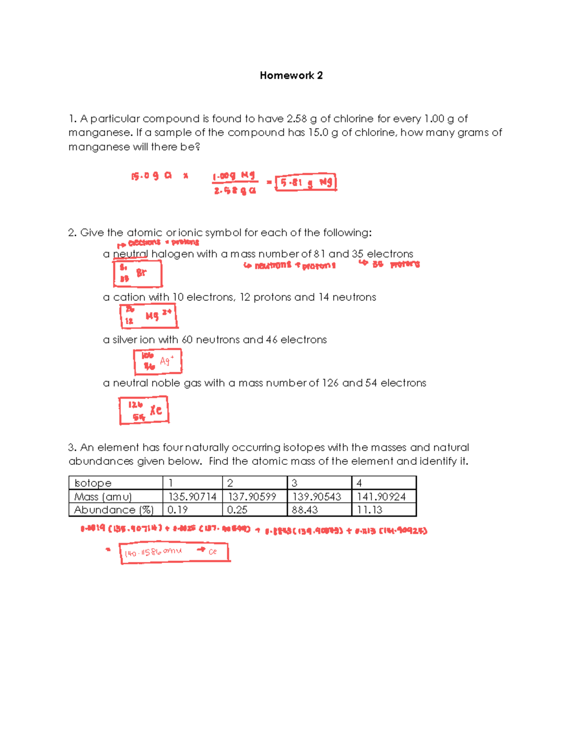 Homework 2 Solutions and Exercises (CHEM 105a) - Studocu
