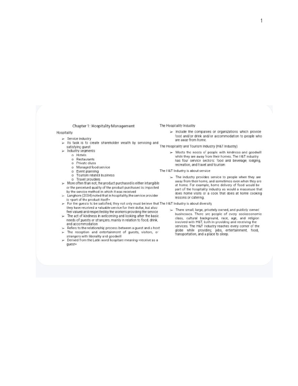 Inbound 2623730628978763886 - 1 Chapter 1: Hospitality Management The ...