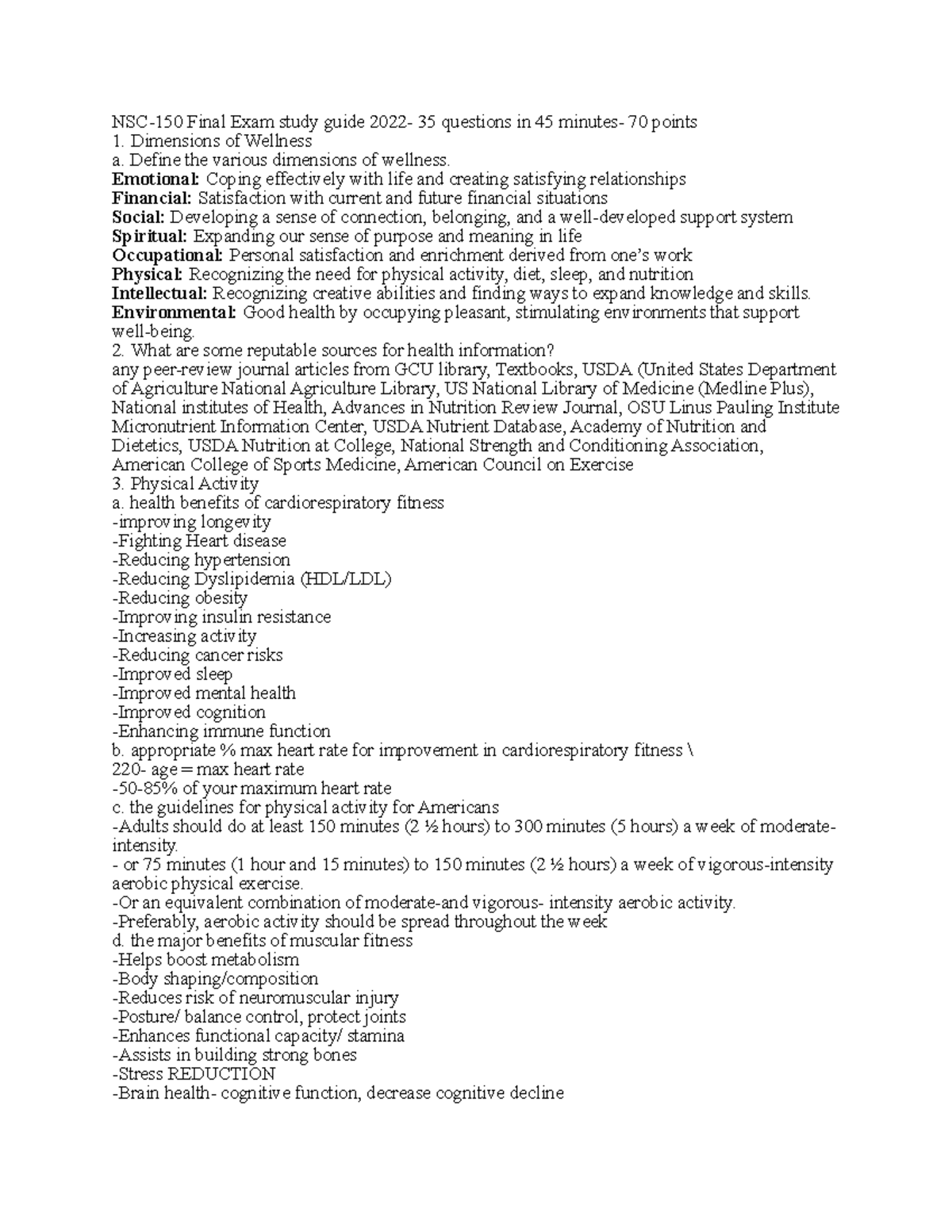 NSC-150 Cumulative Final Exam Study Guide: Key Topics & Concepts - Studocu