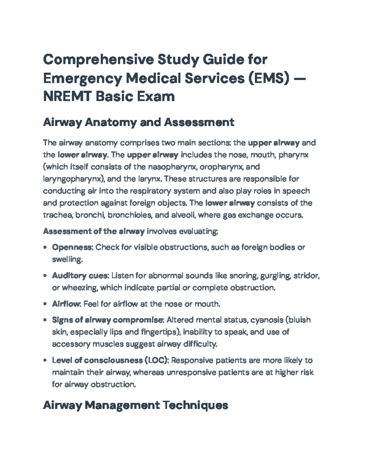 NREMT Basic Exam Cheat Sheet: Key Medical Emergencies Summary - Studocu