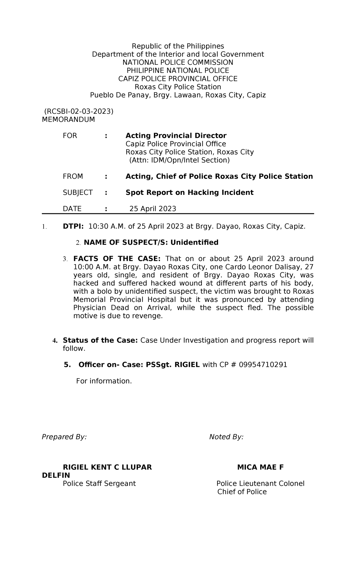 Case Study on Hacking Incident in Roxas City (RCSBI-02-03-2023) - Studocu