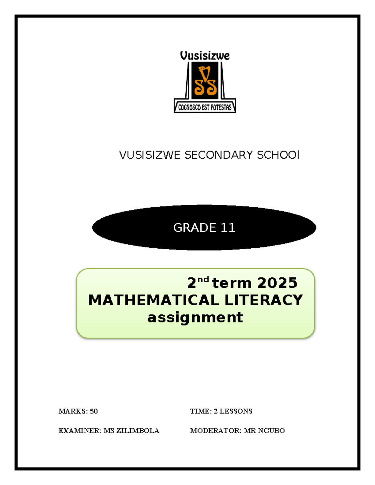 Grade 11 Maths Lit Assignment: Data, BMI & 3D Shapes (50 Marks) - Studocu