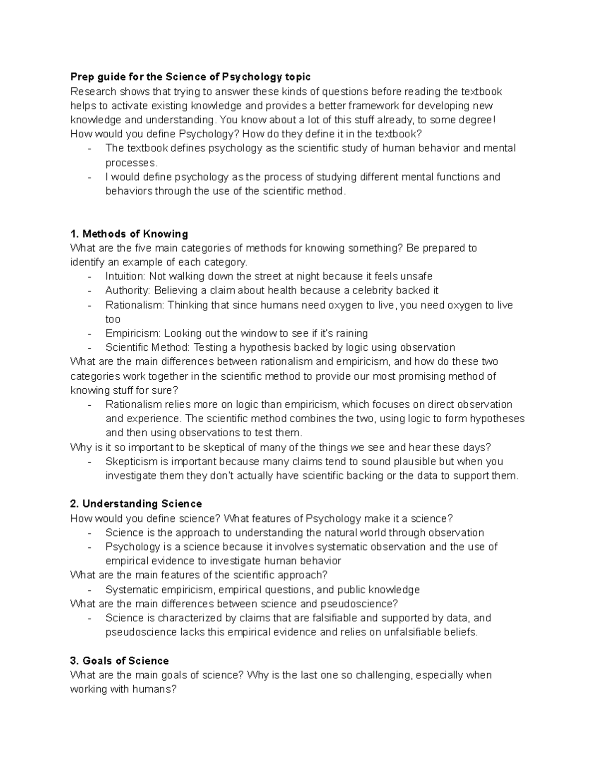 Chapter 1 Prep Guide: Understanding Psychology and Research Methods ...