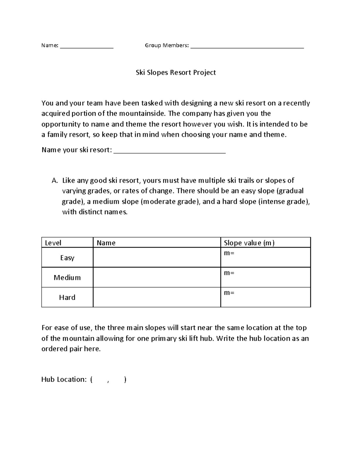 CH3-4 Ski Slope Resort Design Project Guidelines - Studocu