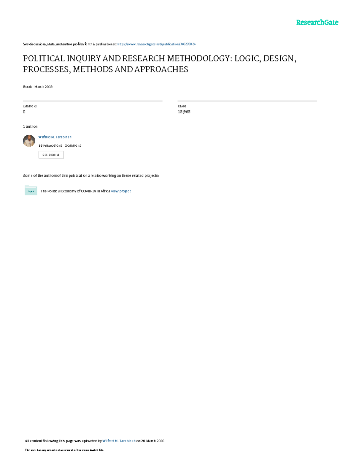 Political Inquiry & Research Methodology: Logic & Design Insights - Studocu