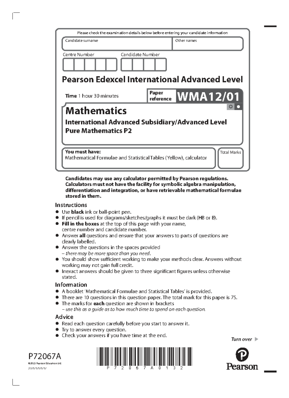 WMA12 01 Final Exam Questions - Pure Mathematics P2 - Studocu