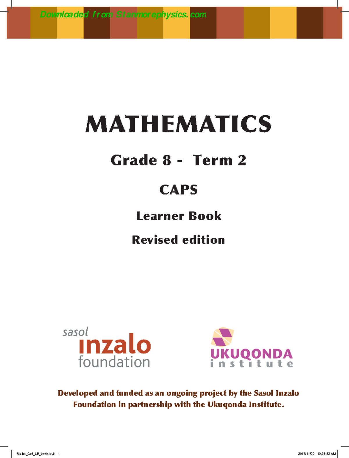 Mathematics Grade 8 - Term 2 Learner Book (CAPS) - Studocu