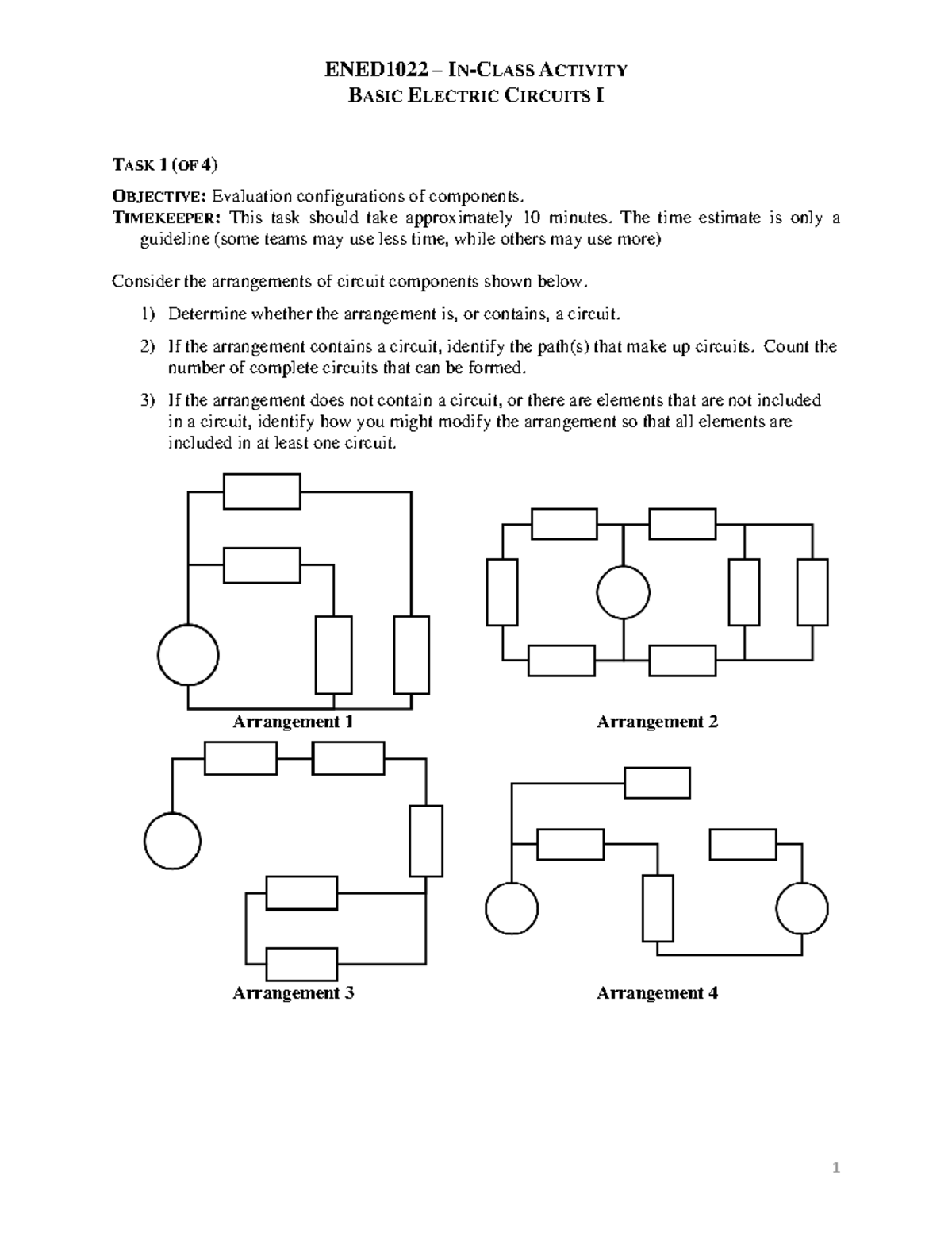 ENED1022 ACTIVITY: BASIC ELECTRIC CIRCUITS I TASKS 1-4 OVERVIEW - Studocu