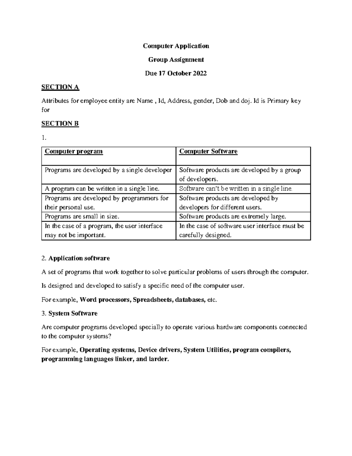 Computer application group assigment - Computer Application Group ...