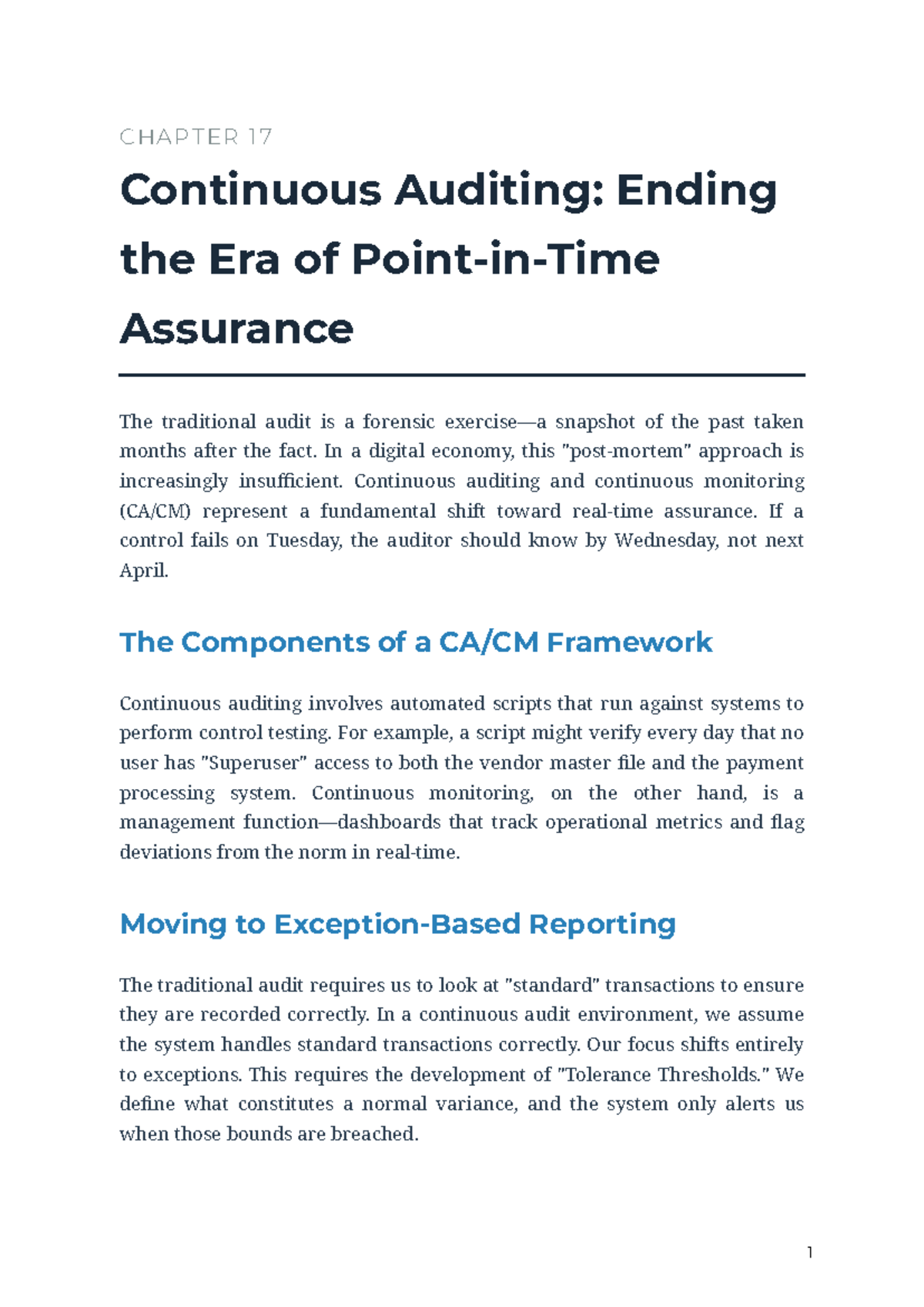 Chapter 17: Continuous Auditing in the Digital Economy - Studocu
