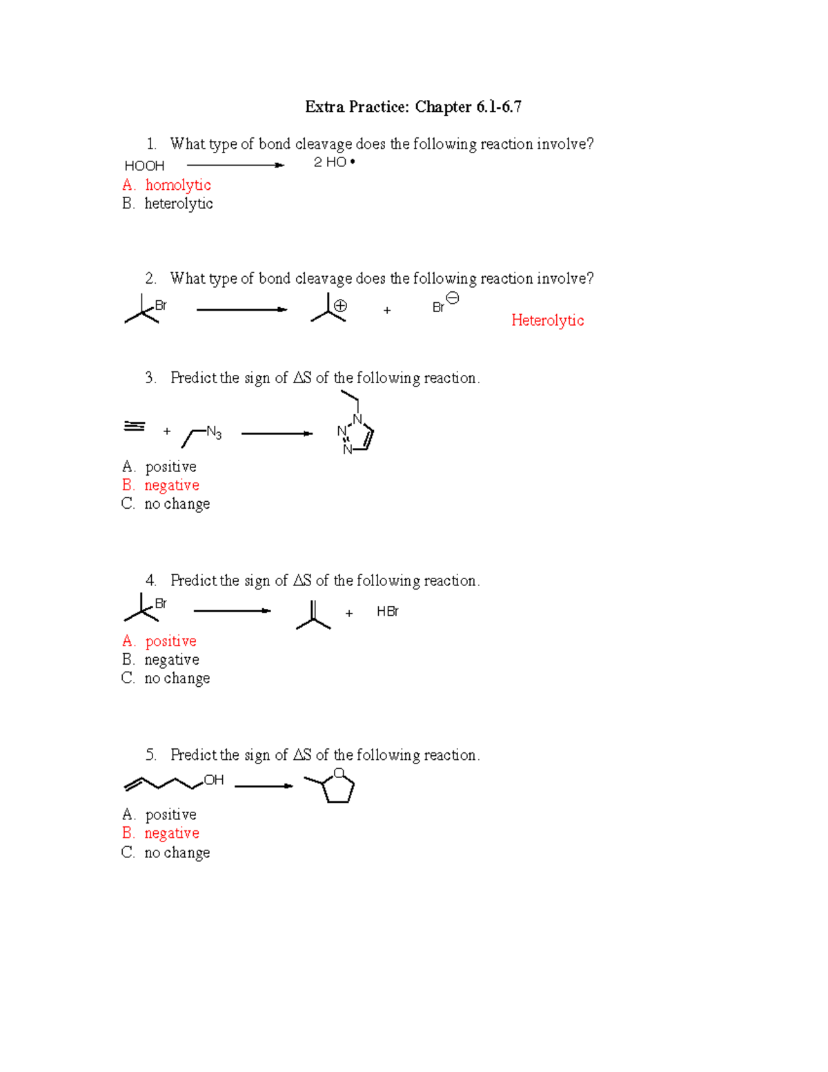 Ch6 practice - Homework 6 Organic Chemistry - Extra Practice: Chapter 6 ...