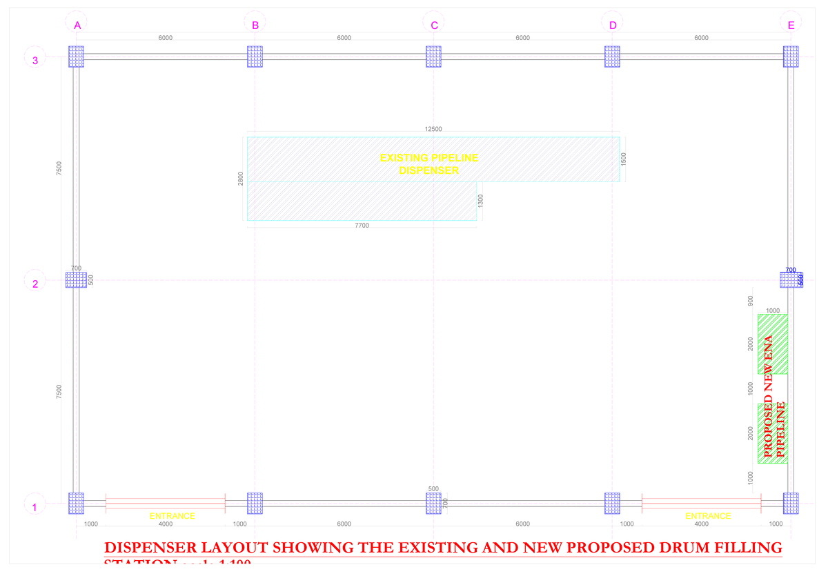 Dispenser Layout PLAN Showing THE NEW Proposed DRUM Filling Station ...